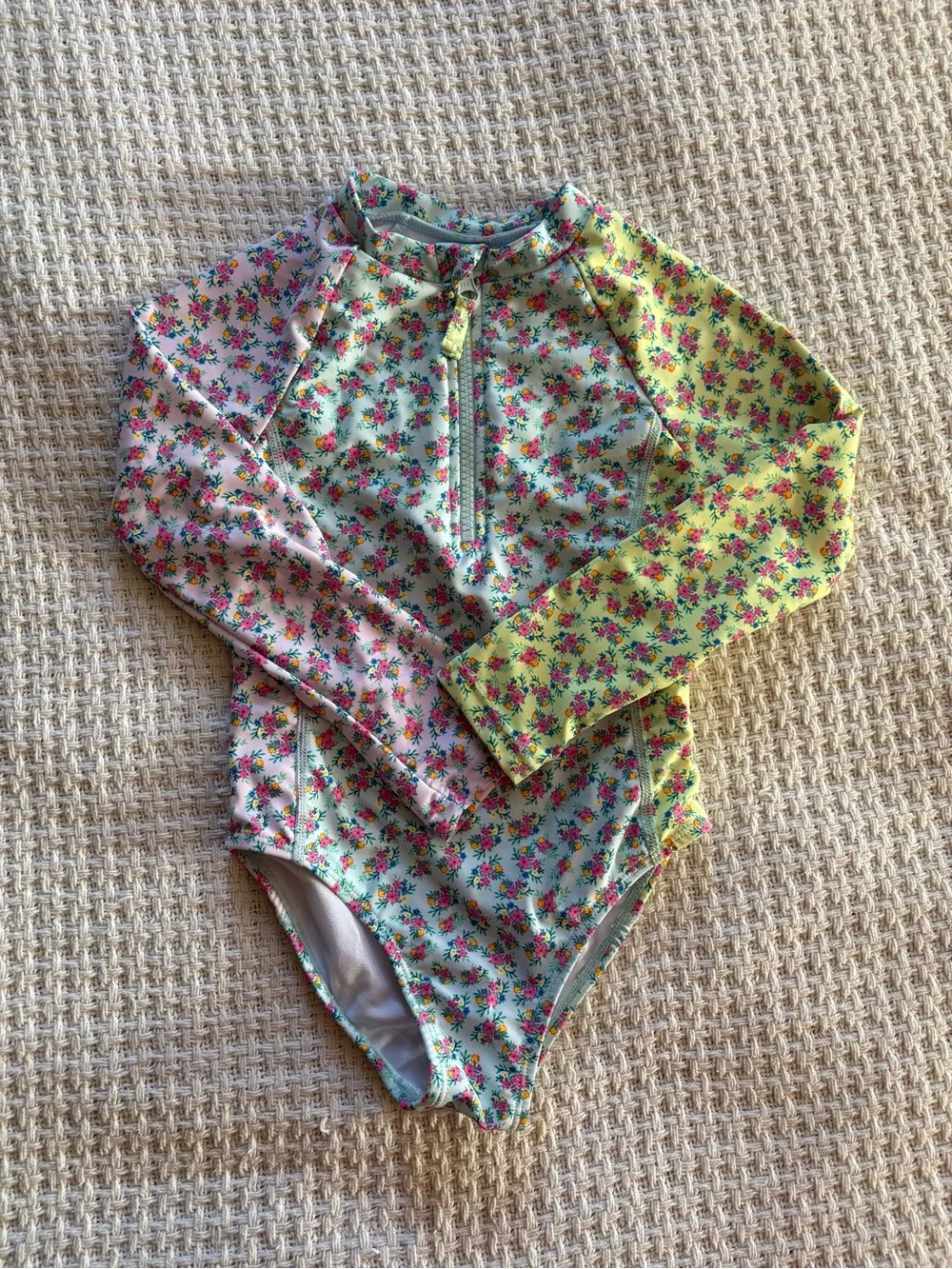 Andy and Evan 4t Kids Floral Long Sleeve Rash Guard Swimsuit - Multi-Color
